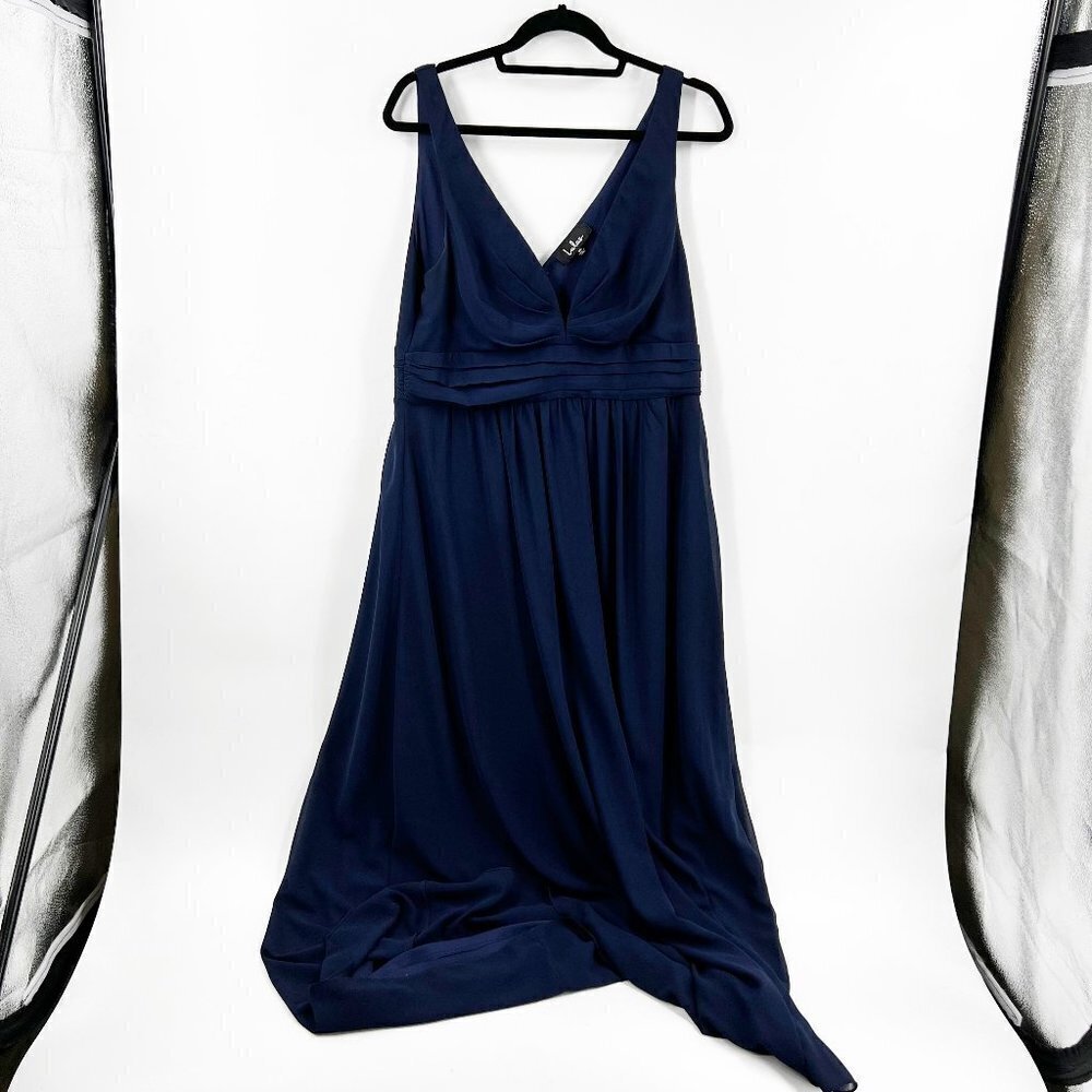 ✅ LULU'S BLUE MAXI BRIDESMAID DRESS WITH PLEATED WAIST‎ X-LARGE